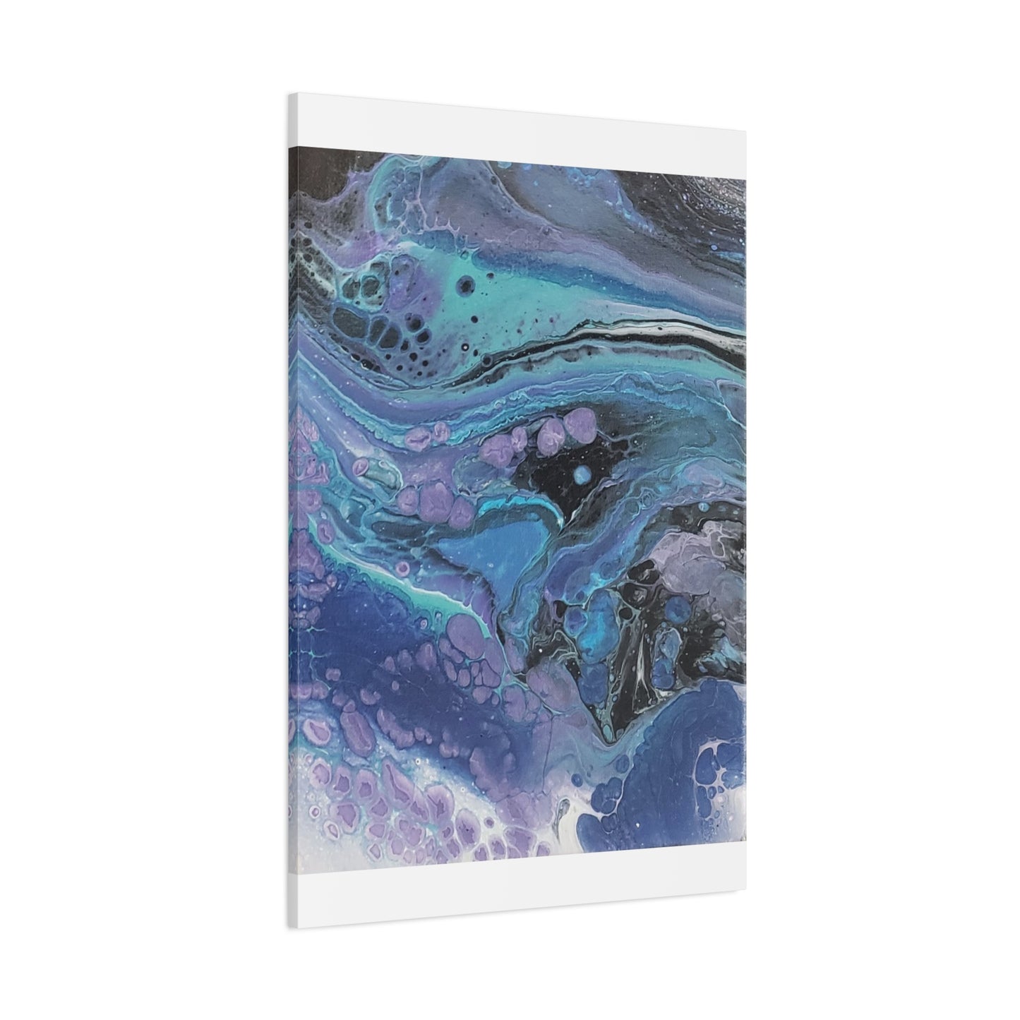 Abstract Ocean Wave Matte Canvas Print — Blue & Purple Fluid Art, Stretched 1.25"