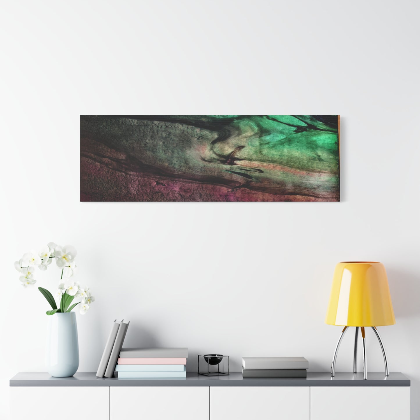 flame tempered pour - Abstract Teal & Magenta Canvas Wall Art — Matte Stretched 1.25"