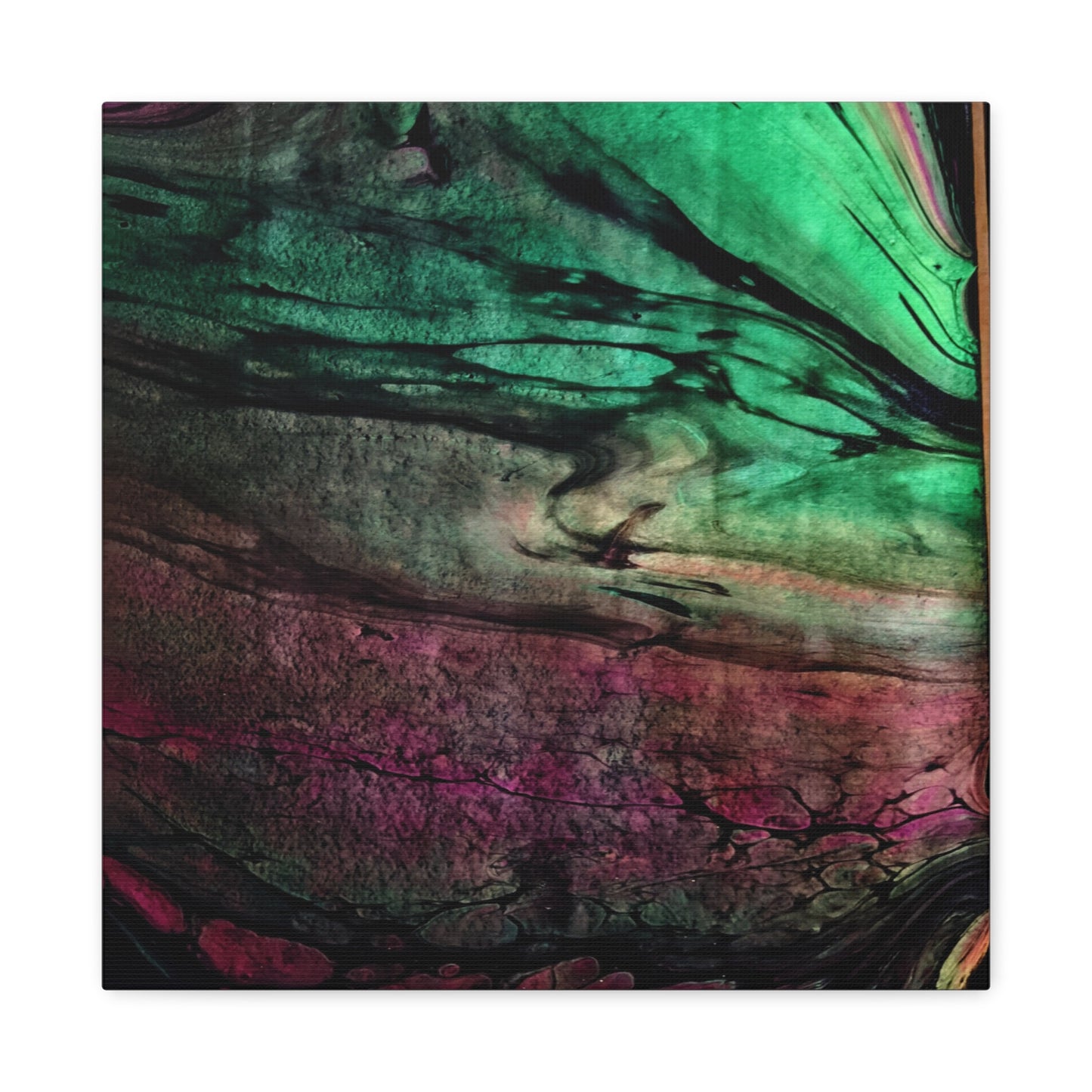 flame tempered pour - Abstract Teal & Magenta Canvas Wall Art — Matte Stretched 1.25"