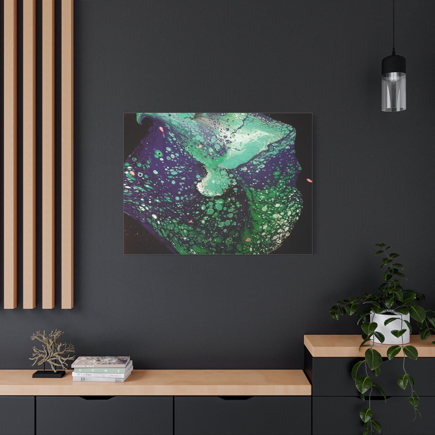 Abstract Green & Teal Fluid Art Canvas Print - Matte Stretched Wall Art