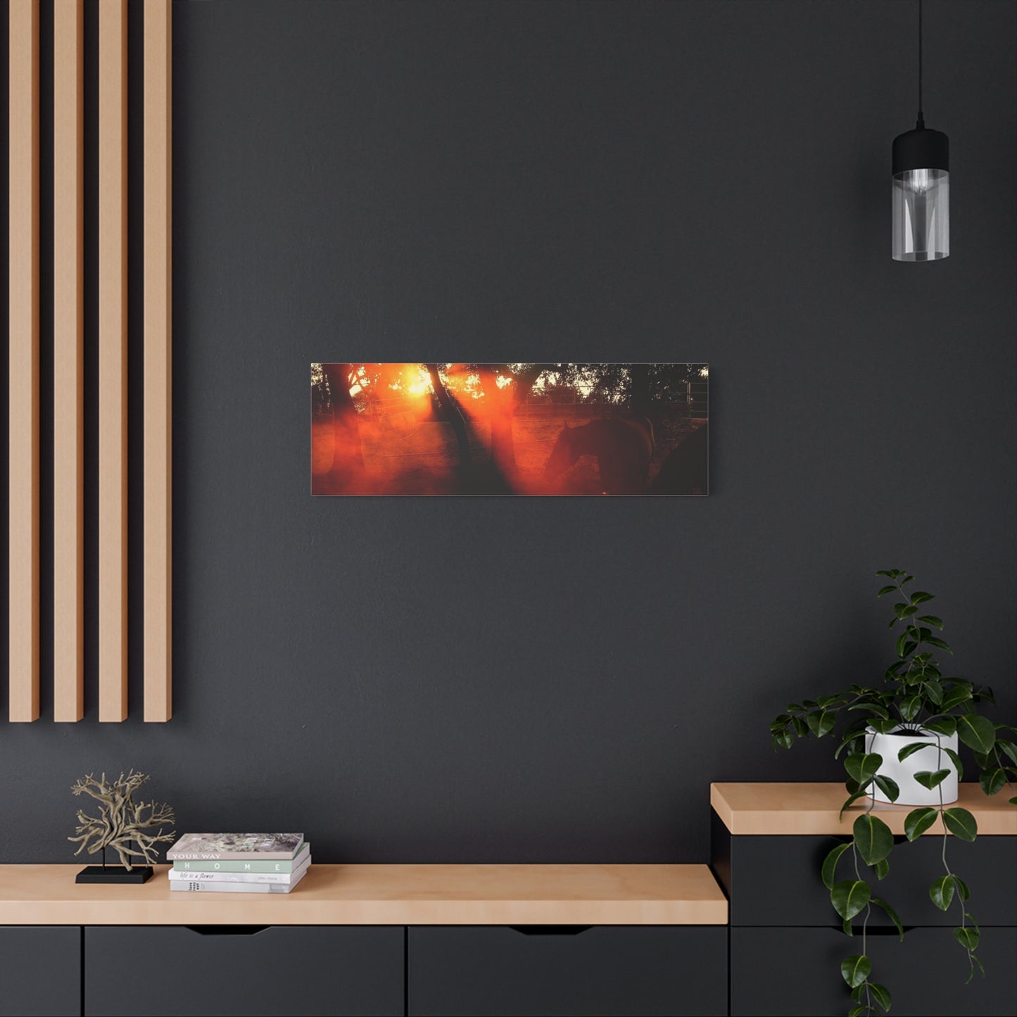 Sunset Forest Matte Canvas Wall Art — Dramatic Orange Light Photography