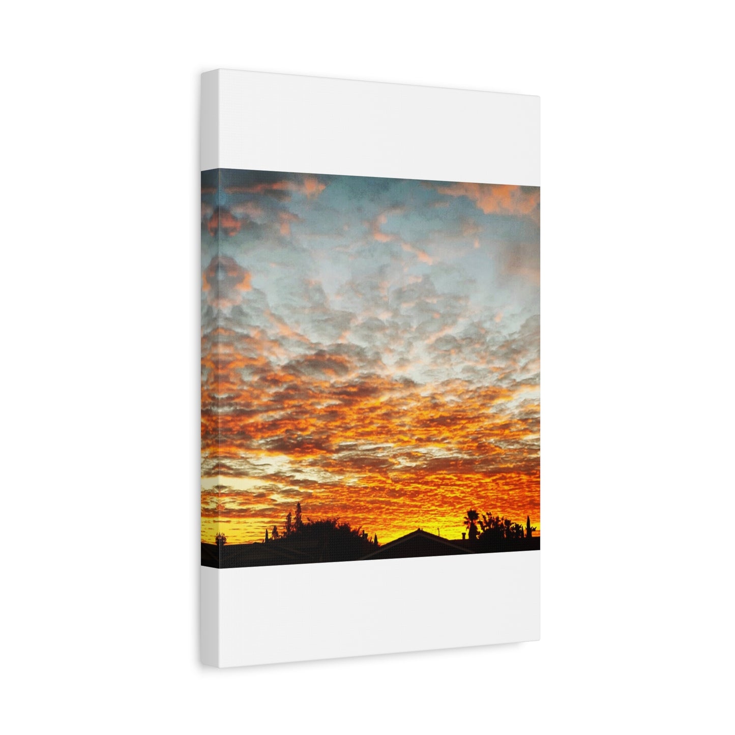 Sunset Sky Canvas Print — Orange Cloudscape Matte Stretched Wall Art