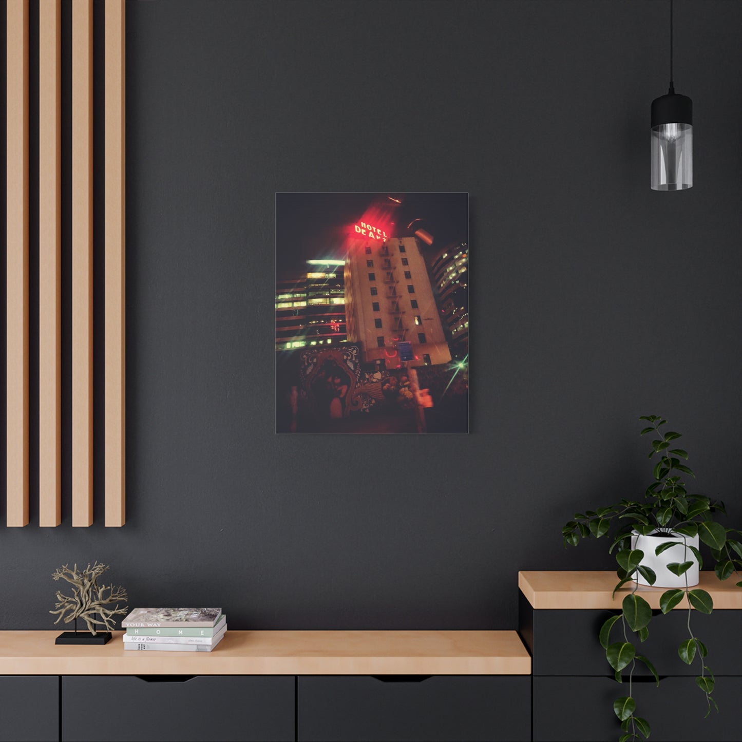 Hotel DeAnza - City Nightscape Canvas Print — Urban Street Art Building Matte Stretched 1.25"