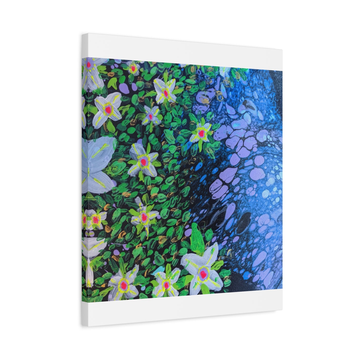 Floetrol&Flowers -  Reef Matte Canvas Wall Art — Blue & Green Abstract Flower Painting