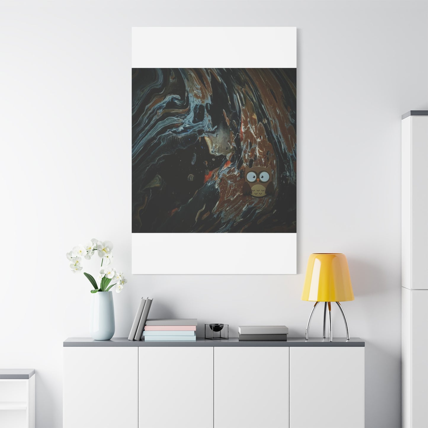 Abstract Swirl Owl Matte Canvas Print