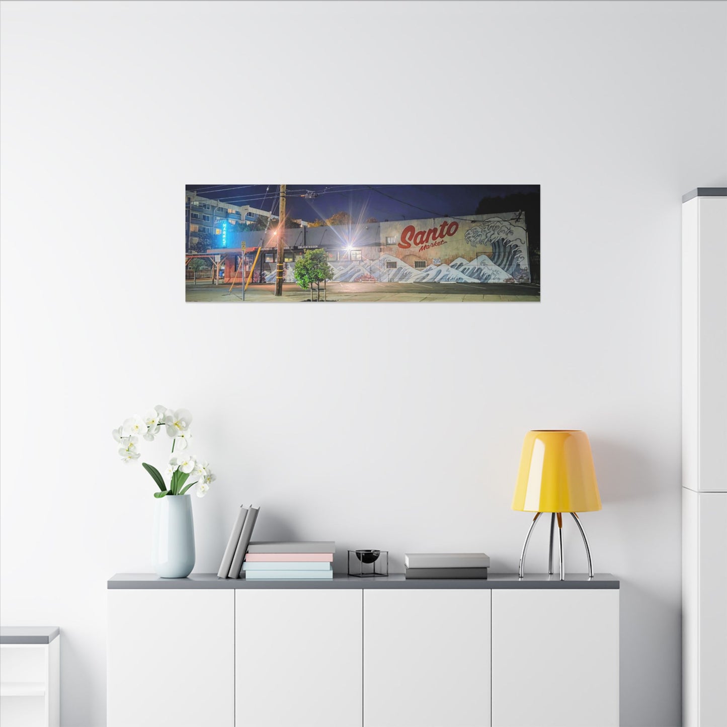 Santo Market Mural (7th&taylor)— Nighttime Urban Wall Art