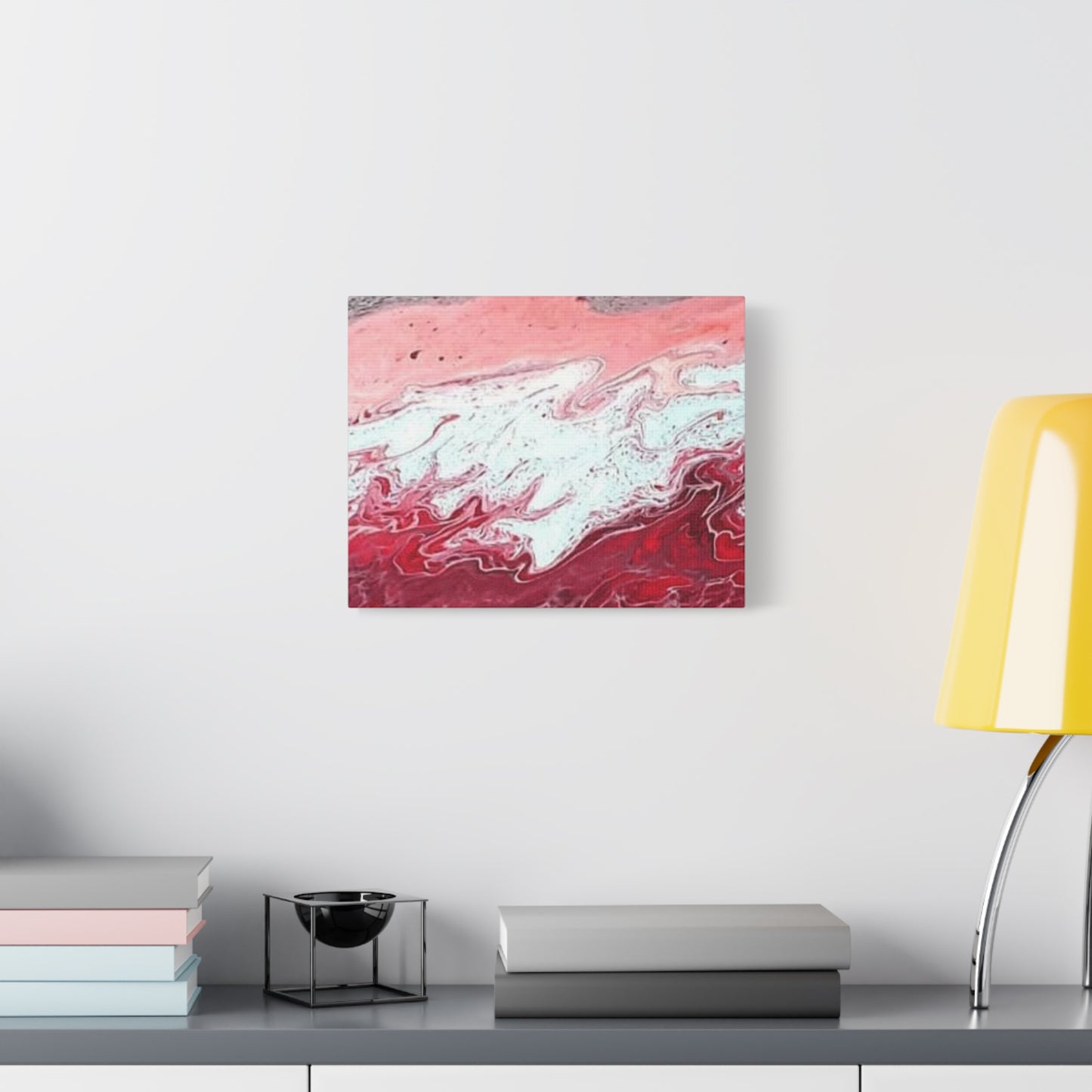 Abstract Pink & Red Fluid Art Canvas — Matte Stretched Wall Art