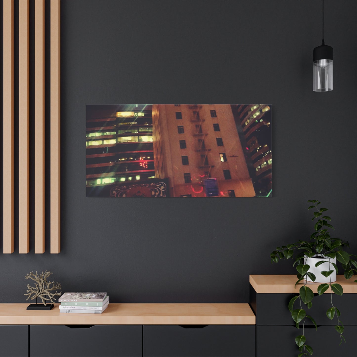 Hotel DeAnza - City Nightscape Canvas Print — Urban Street Art Building Matte Stretched 1.25"