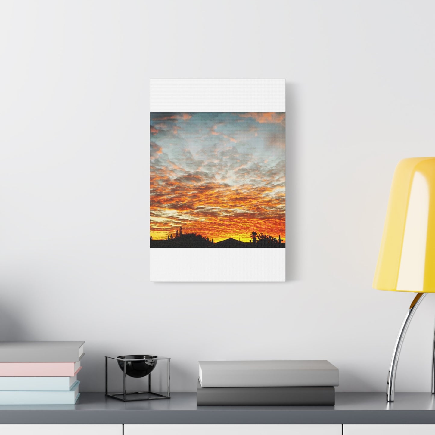Sunset Sky Canvas Print — Orange Cloudscape Matte Stretched Wall Art