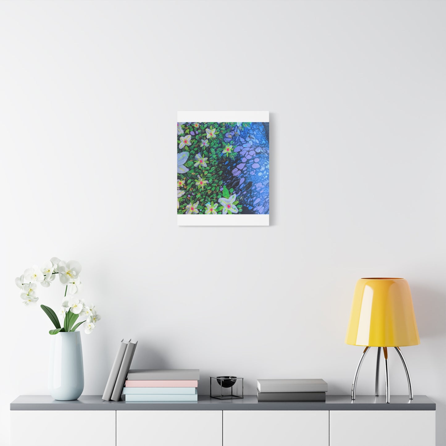 Floetrol&Flowers -  Reef Matte Canvas Wall Art — Blue & Green Abstract Flower Painting