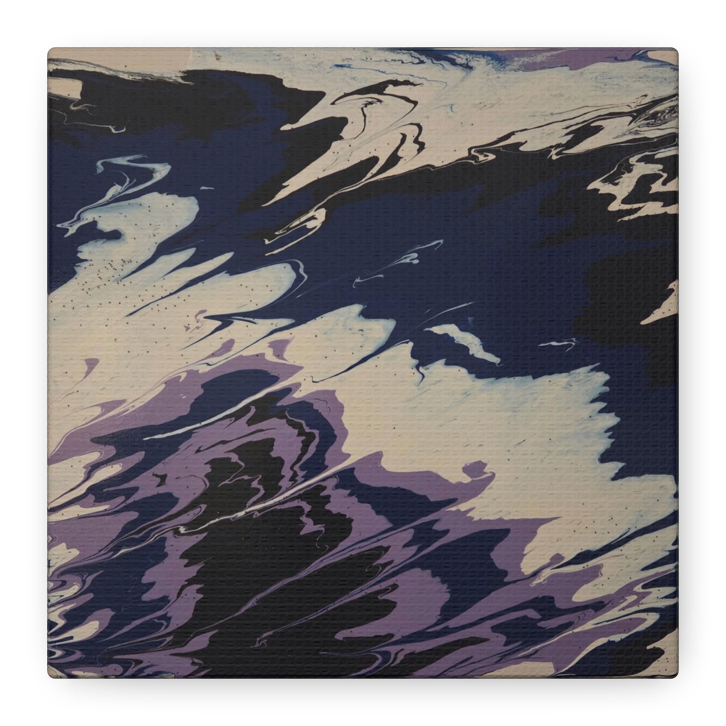 Abstract Navy & Lavender Wave Matte Stretched Canvas (1.25")