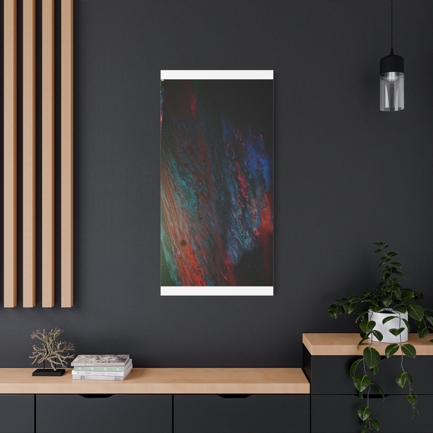 Abstract Fluid Art Canvas Wall Art - Jupiter pour — Vibrant Ocean Night Matte Stretched Canvas
