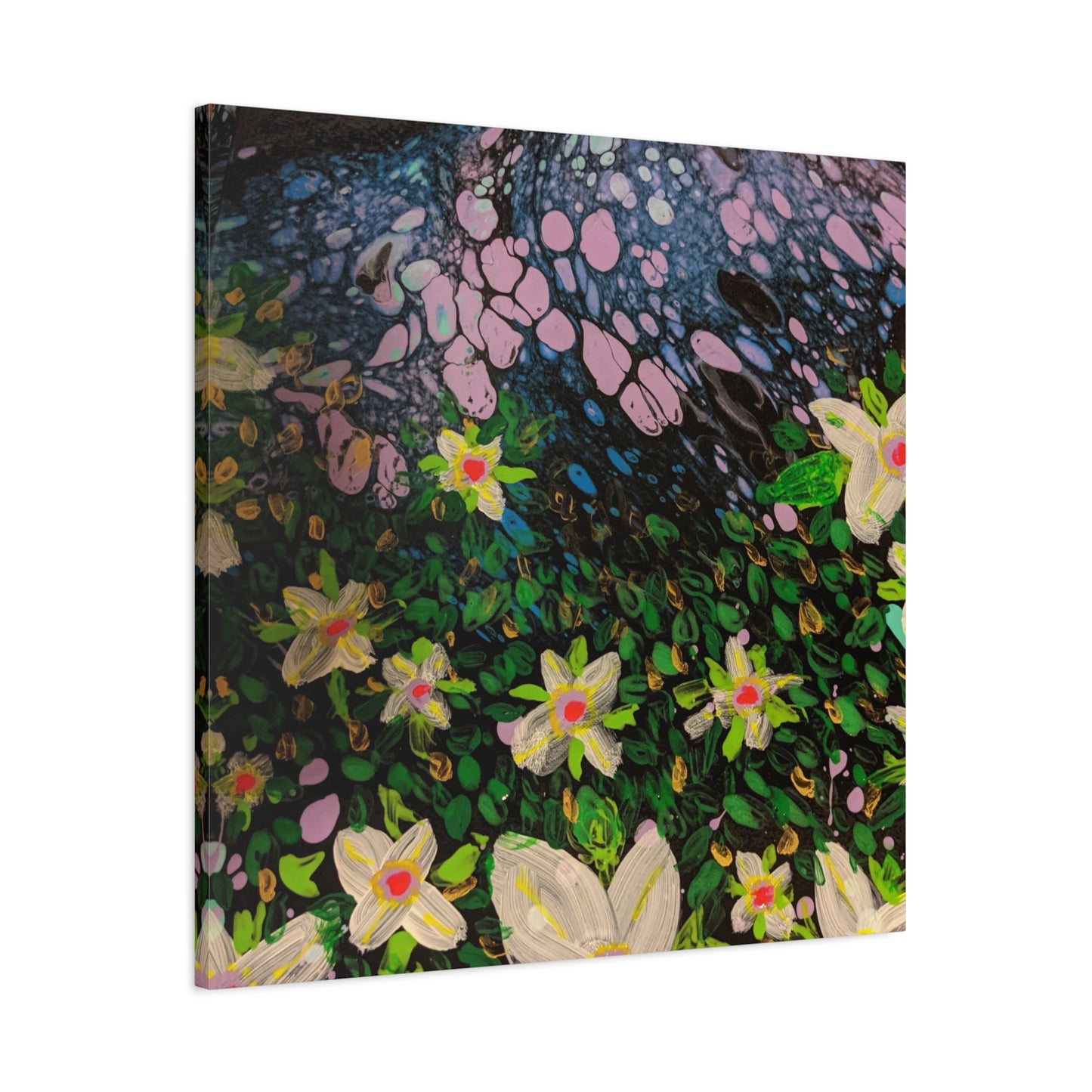 Floetrol&Flowers - Night Pour Garden Matte Canvas Print — Stretched Wall Art