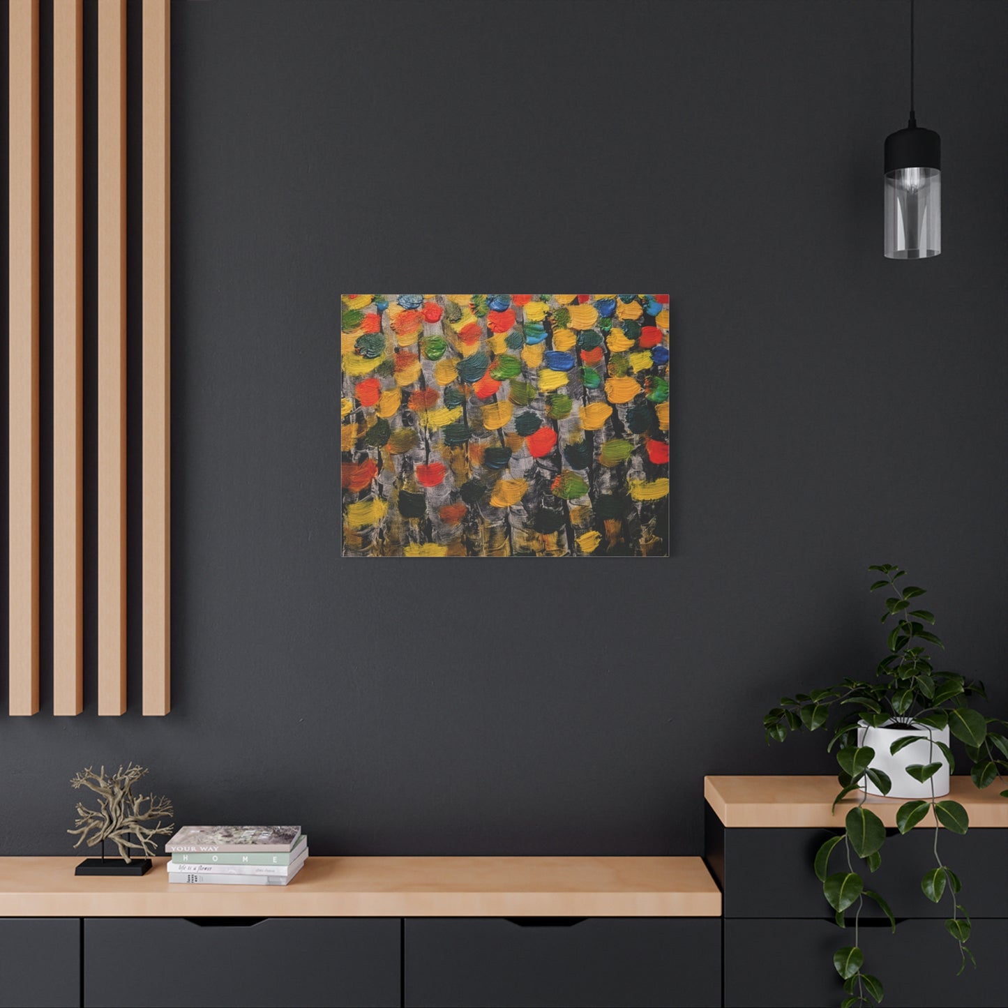 birch trees with color strokes - Abstract Color Bloom Matte Canvas Wall Art — Stretched 1.25"