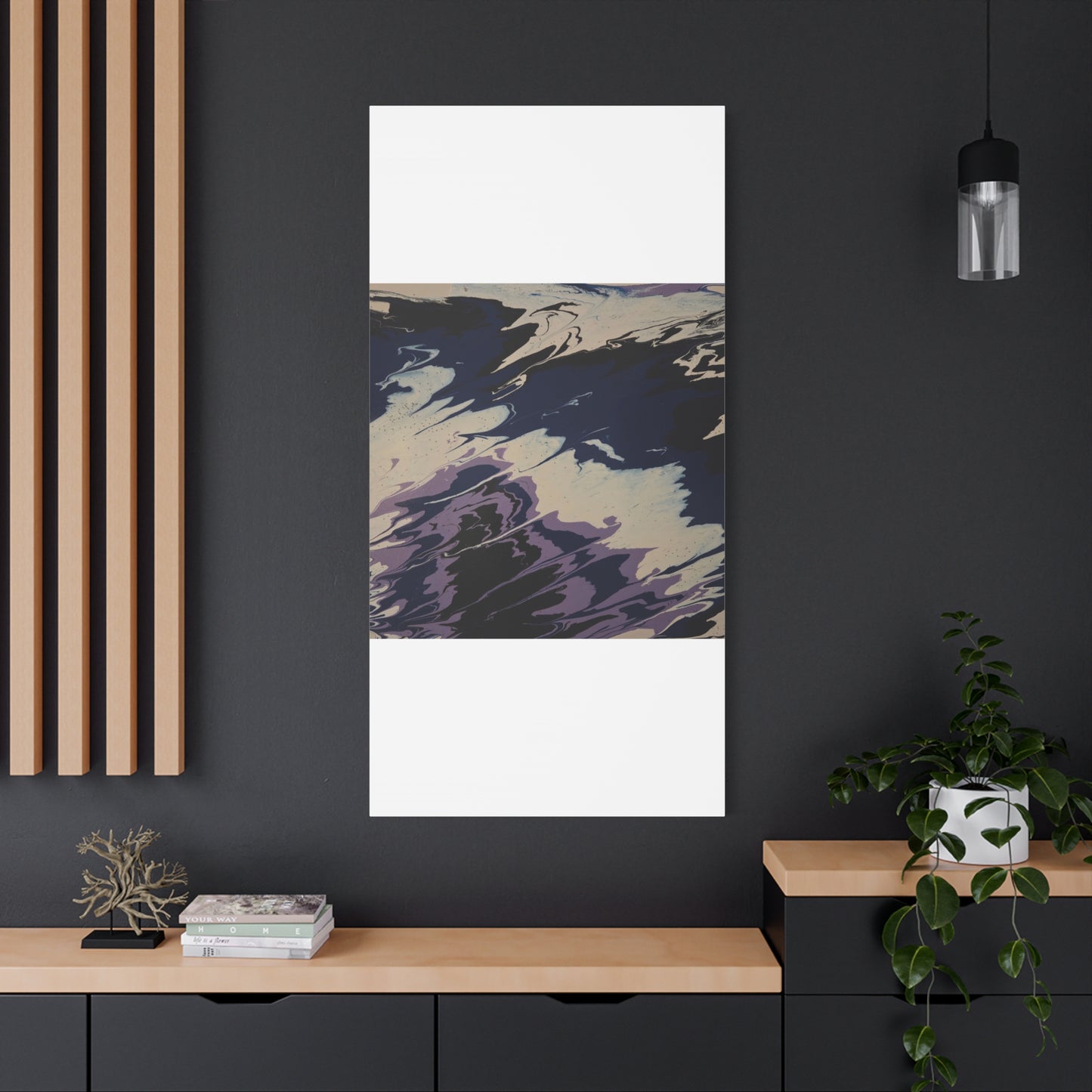 Abstract Navy & Lavender Wave Matte Stretched Canvas (1.25")