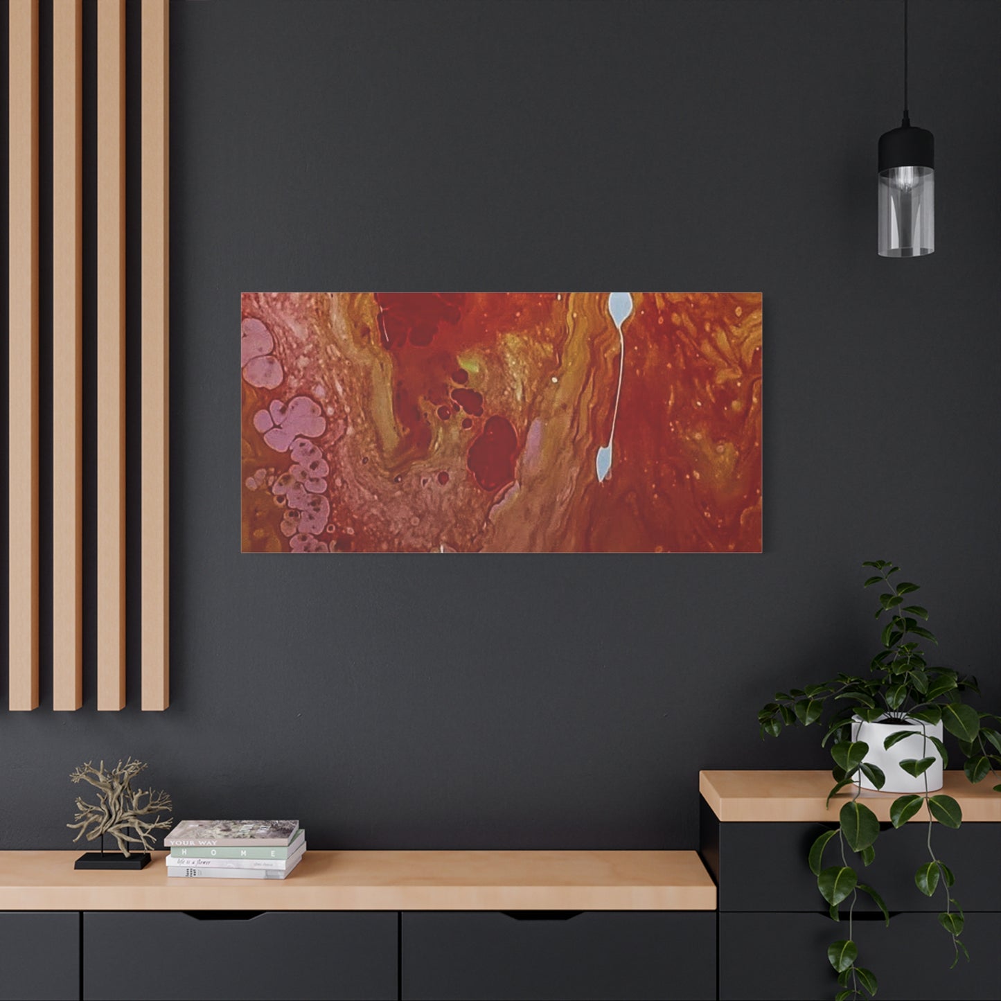 Abstract Red Fluid Art Canvas Print — Matte Stretched Wall Art
