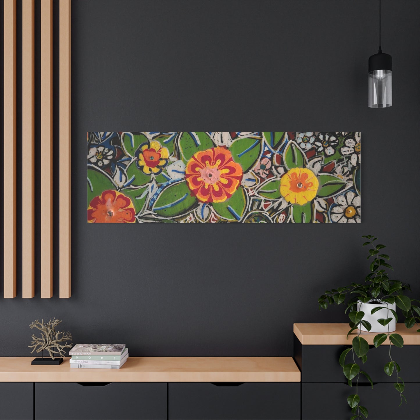 Urban_gardening-04 - Floral Pop Matte Stretched Canvas – Colorful Hand-Painted Garden Wall Art