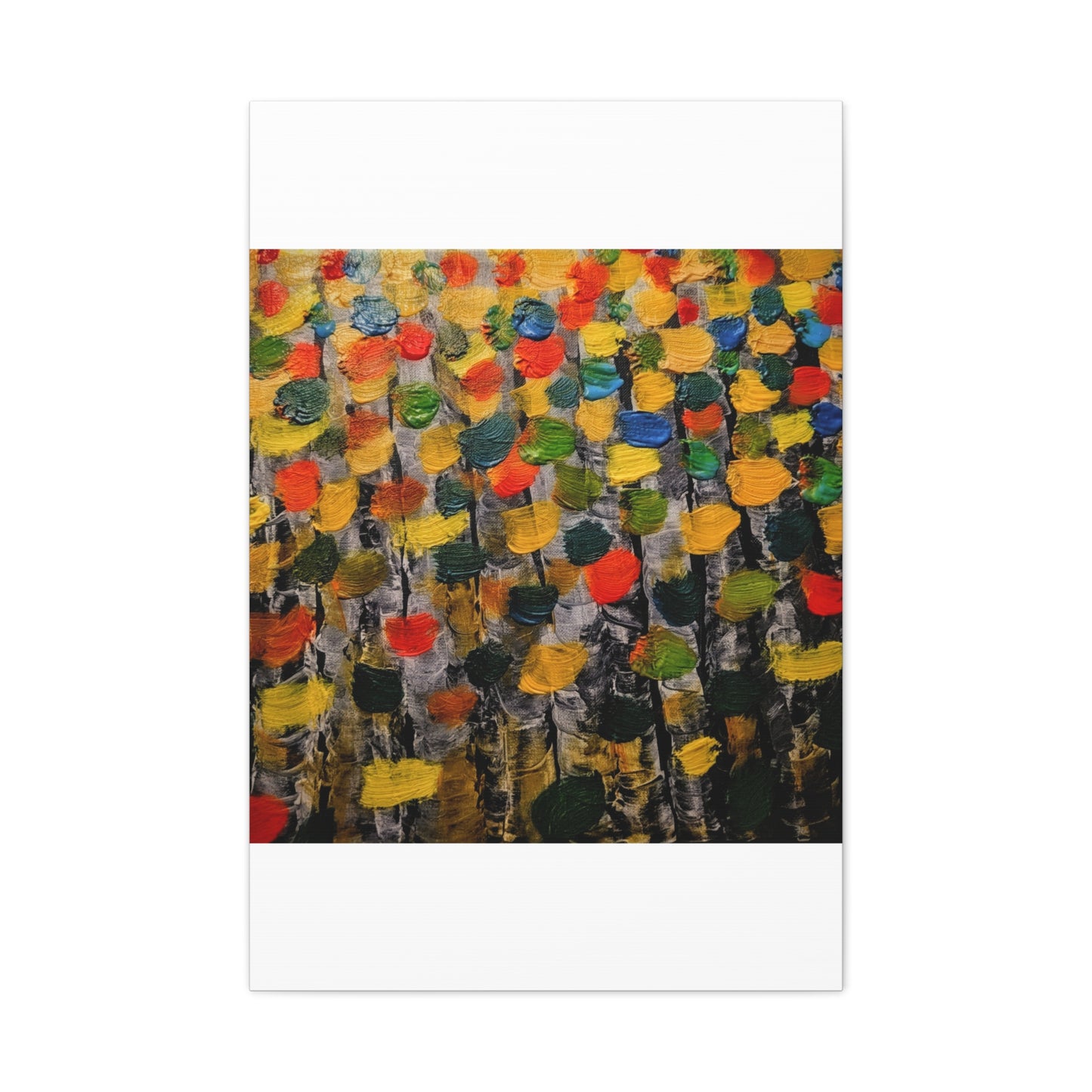 birch trees with color strokes - Abstract Color Bloom Matte Canvas Wall Art — Stretched 1.25"