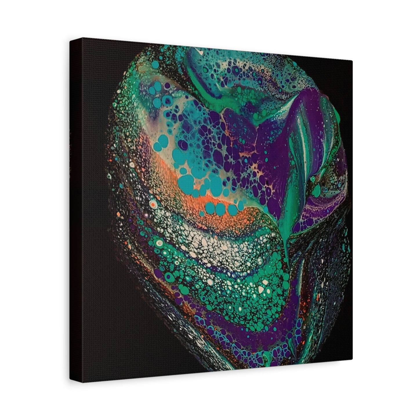 Abstract Fluid Art Canvas Print — Teal, Purple & Gold Swirl Matte Stretched Wall Art