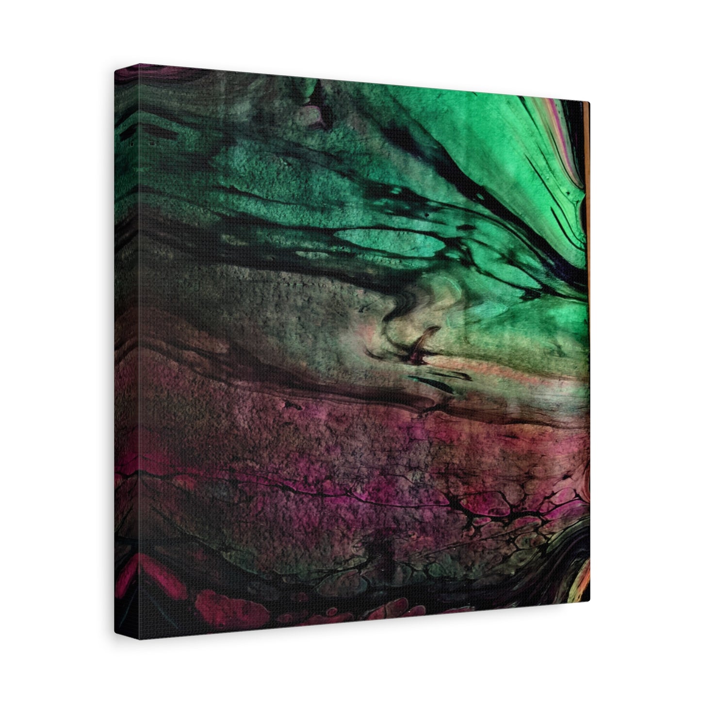 flame tempered pour - Abstract Teal & Magenta Canvas Wall Art — Matte Stretched 1.25"