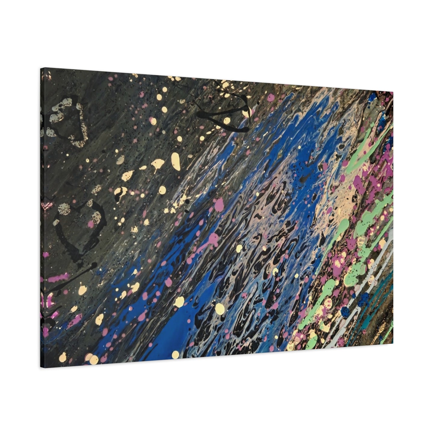 Abstract Splatter Matte Canvas Print — Colorful Fluid Art Wall Decor, Stretched 1.25"