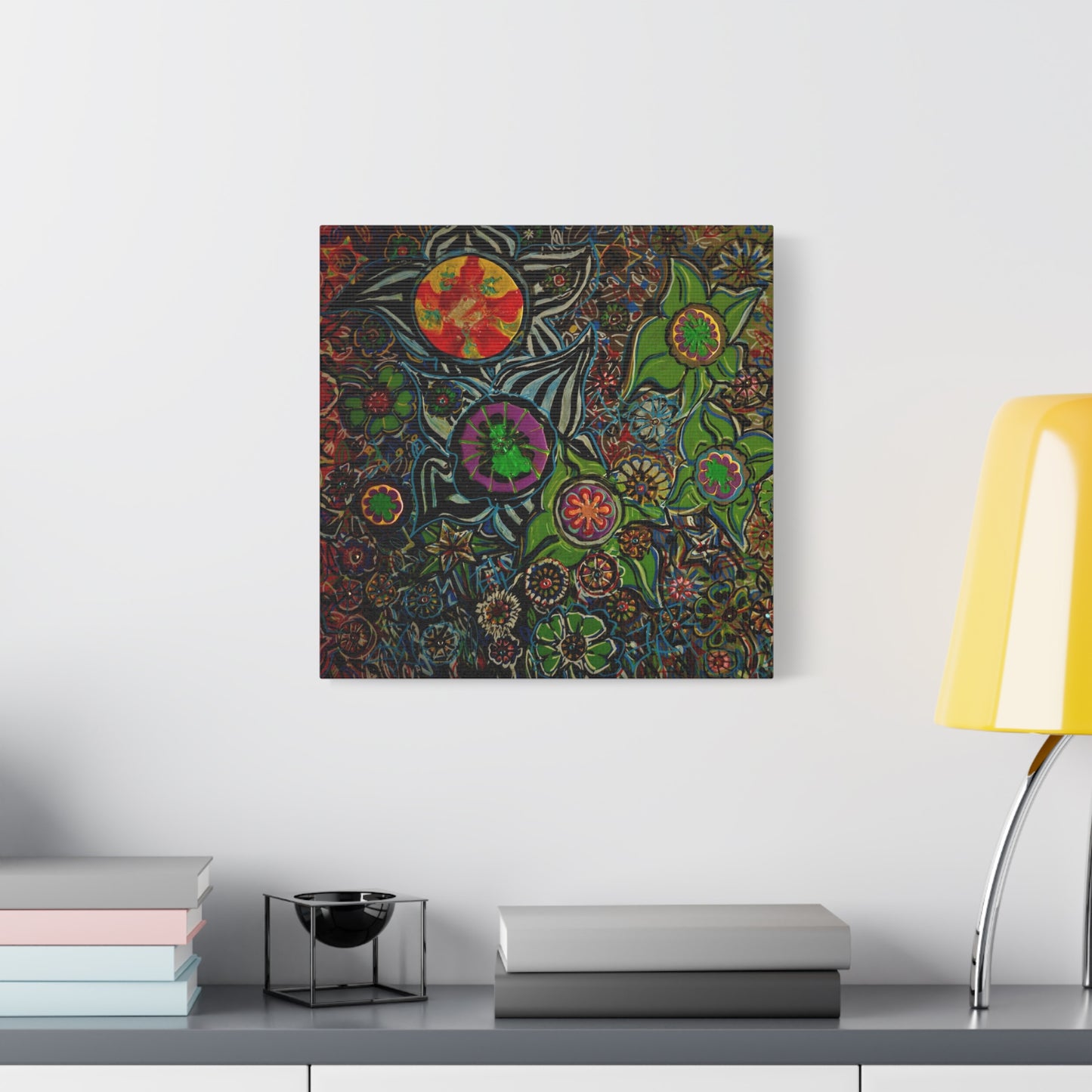 Urban_gardening-03 - Psychedelic Floral Canvas Print — Vibrant Abstract Garden Wall Art