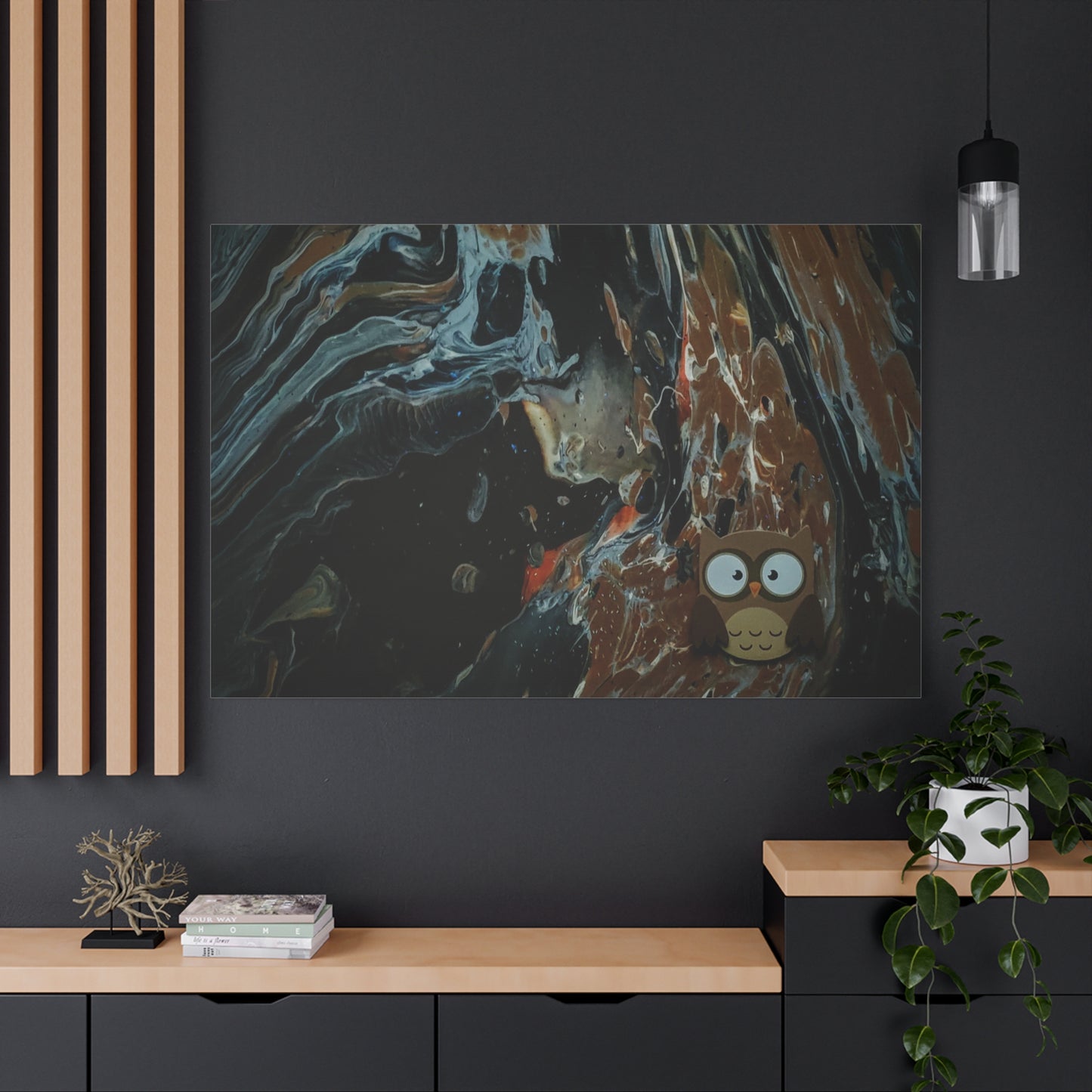 Abstract Swirl Owl Matte Canvas Print