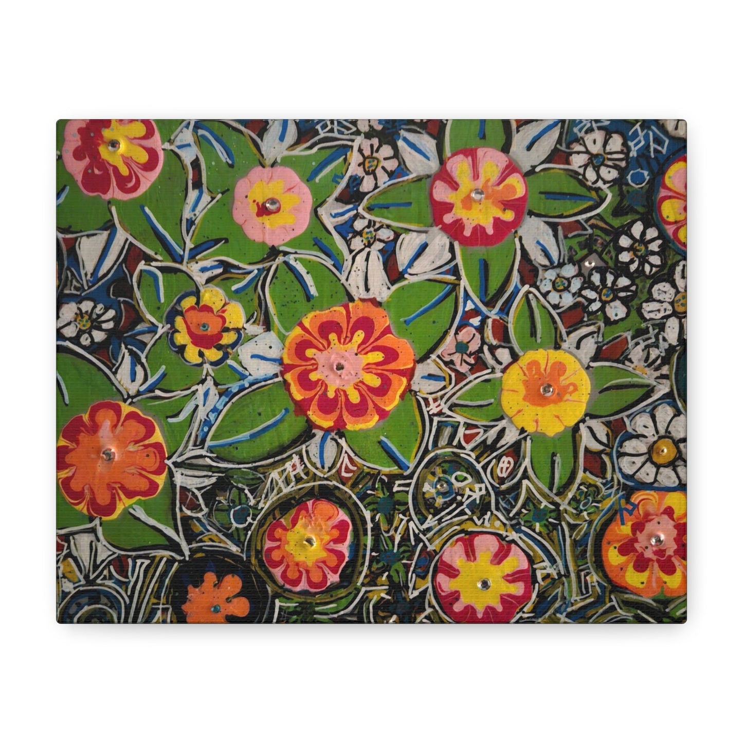Urban_gardening-04 - Floral Pop Matte Stretched Canvas – Colorful Hand-Painted Garden Wall Art