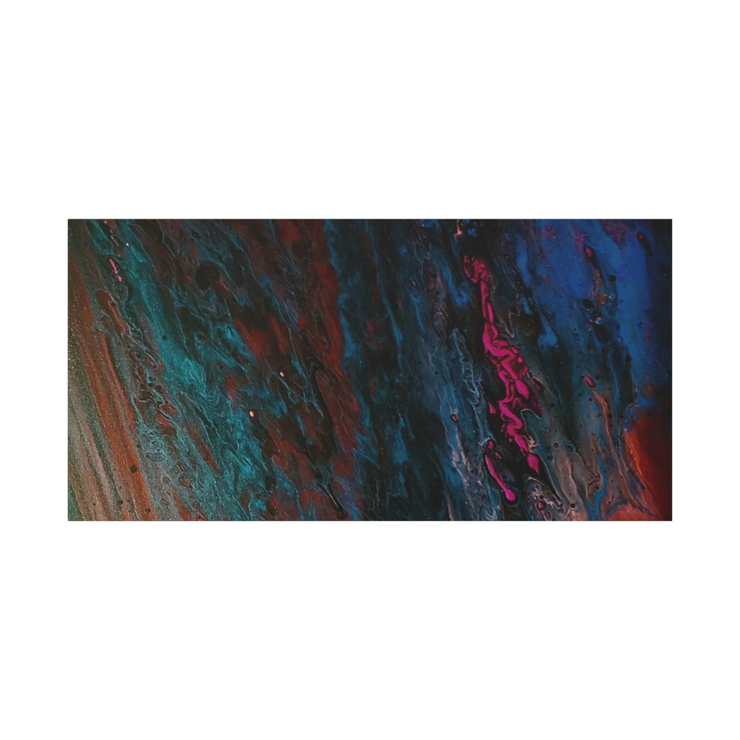 Abstract Fluid Art Canvas Wall Art - Jupiter pour — Vibrant Ocean Night Matte Stretched Canvas