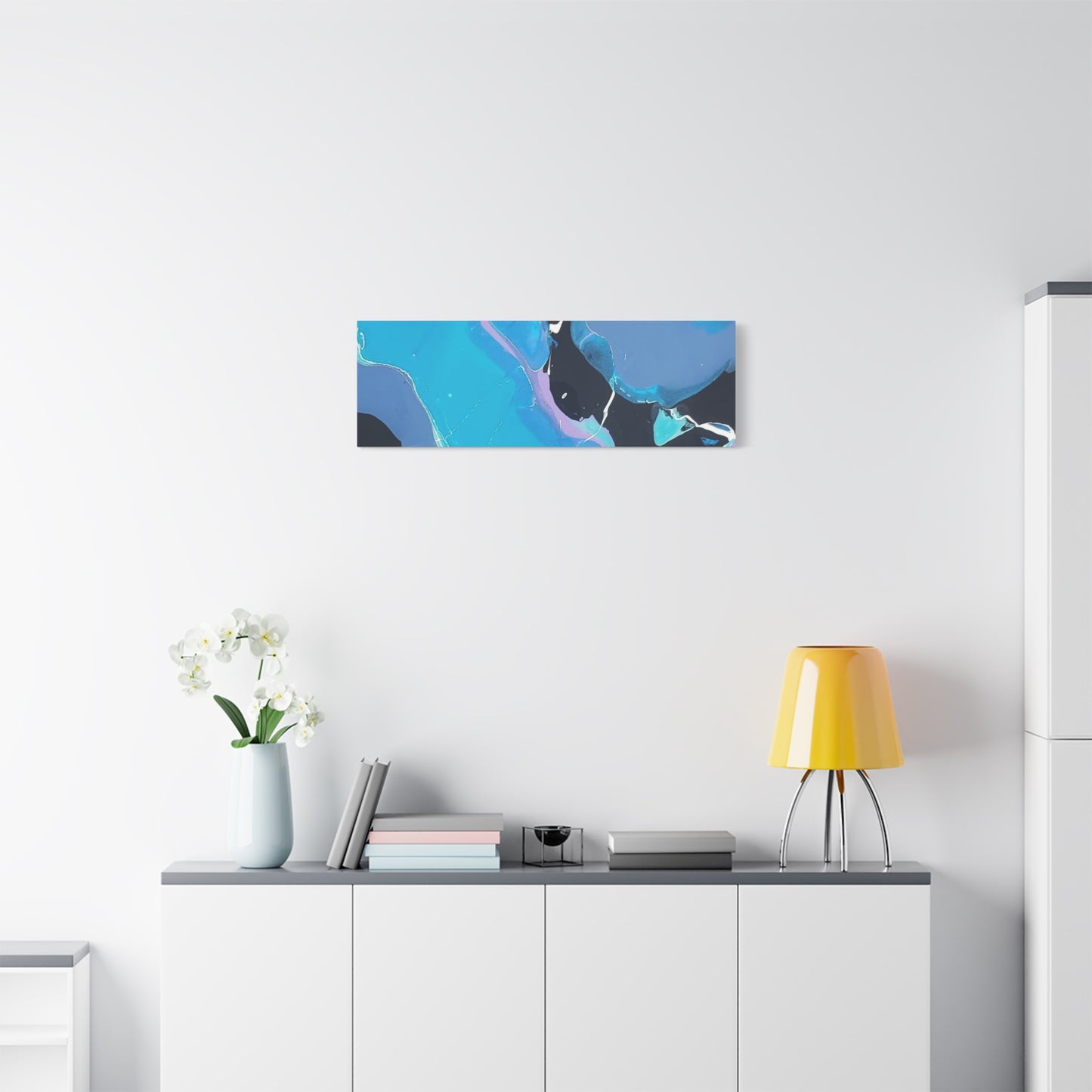 Abstract Blue Fluid Art Canvas Print — Matte Stretched Wall Art 1.25"
