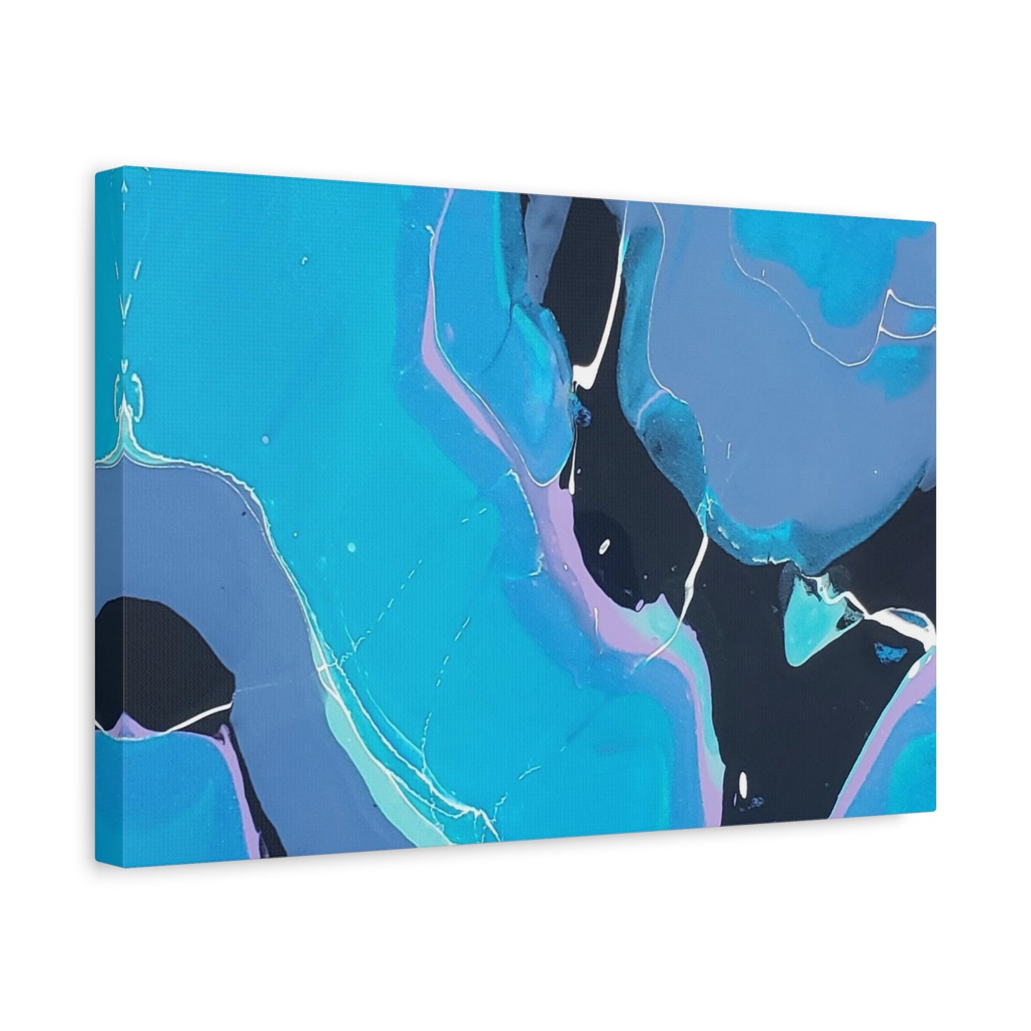 Abstract Blue Fluid Art Canvas Print — Matte Stretched Wall Art 1.25"
