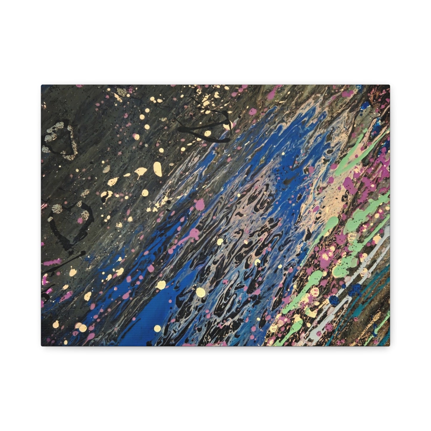 Abstract Splatter Matte Canvas Print — Colorful Fluid Art Wall Decor, Stretched 1.25"