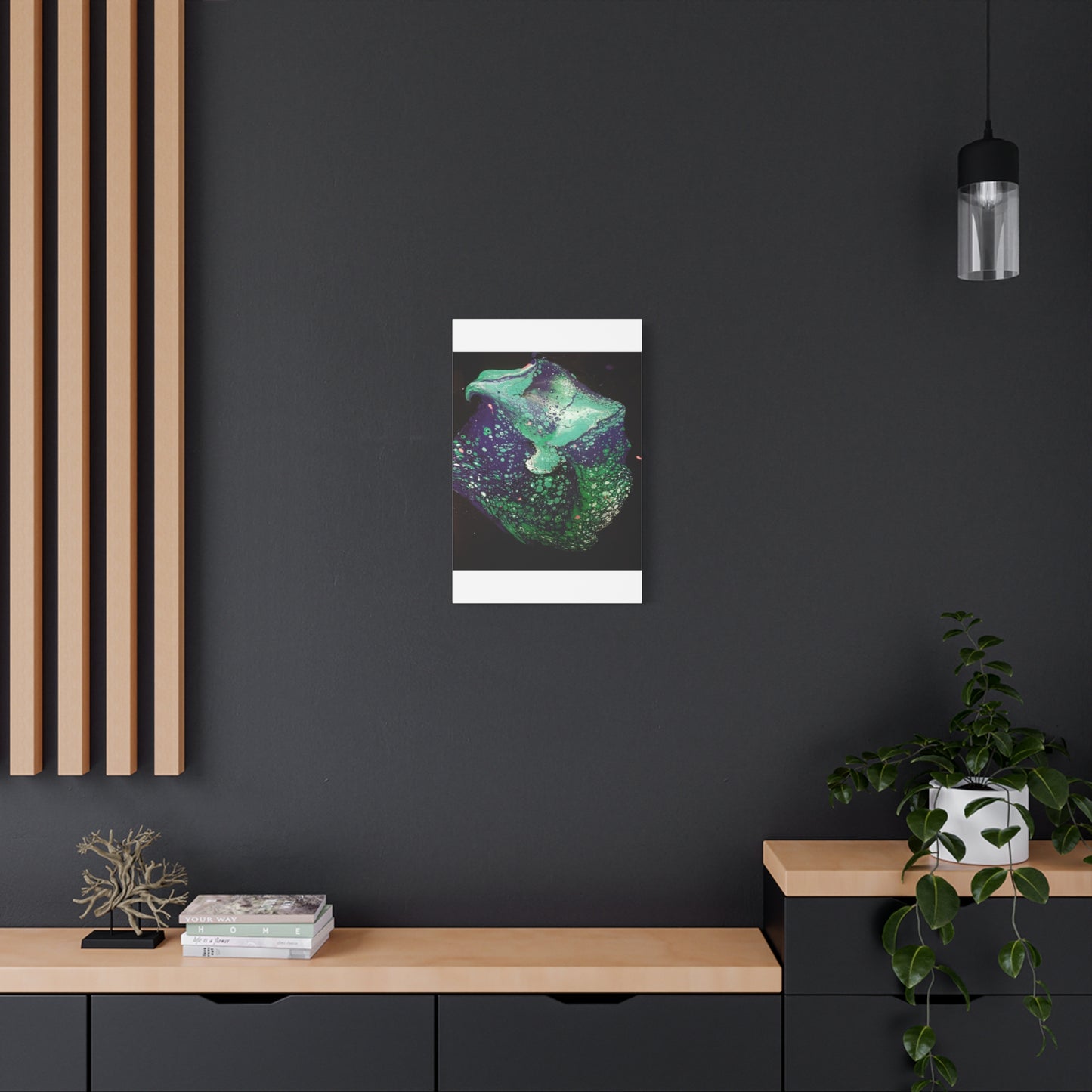 Abstract Green & Teal Fluid Art Canvas Print - Matte Stretched Wall Art