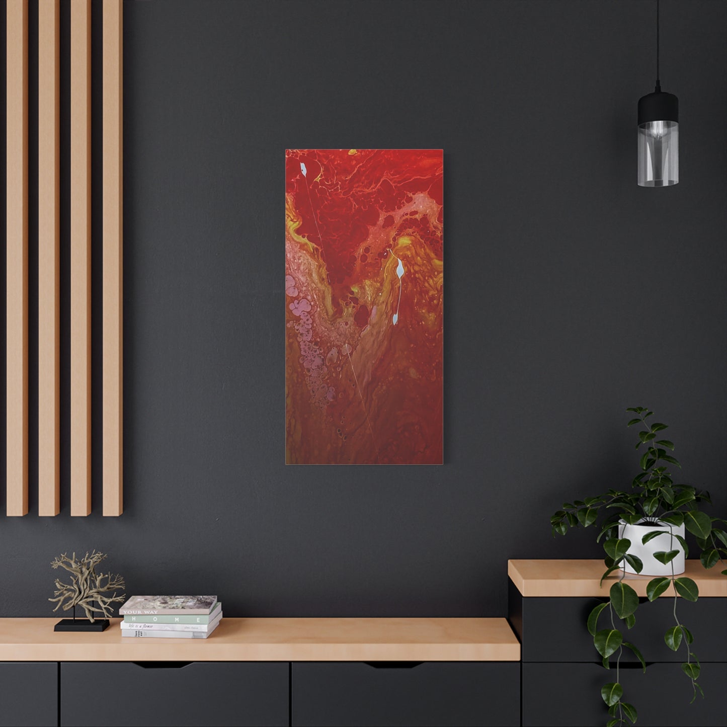 Abstract Red Fluid Art Canvas Print — Matte Stretched Wall Art