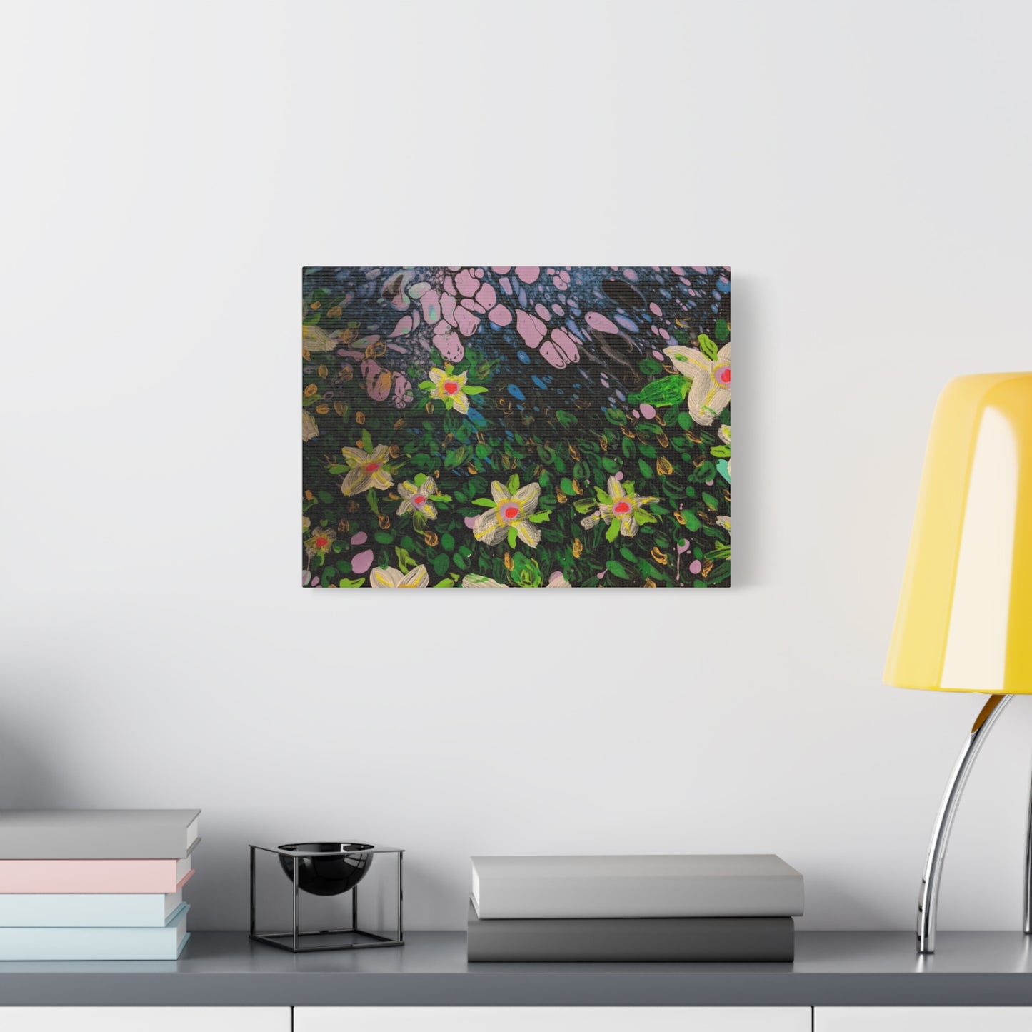 Floetrol&Flowers - Night Pour Garden Matte Canvas Print — Stretched Wall Art