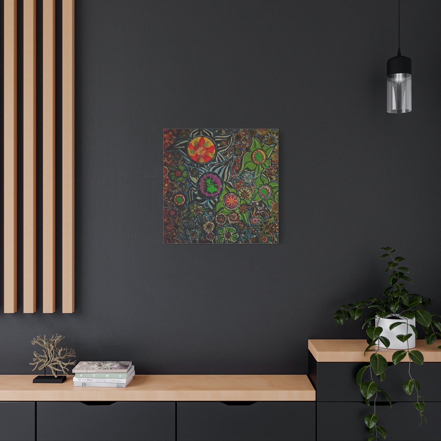 Urban_gardening-03 - Psychedelic Floral Canvas Print — Vibrant Abstract Garden Wall Art