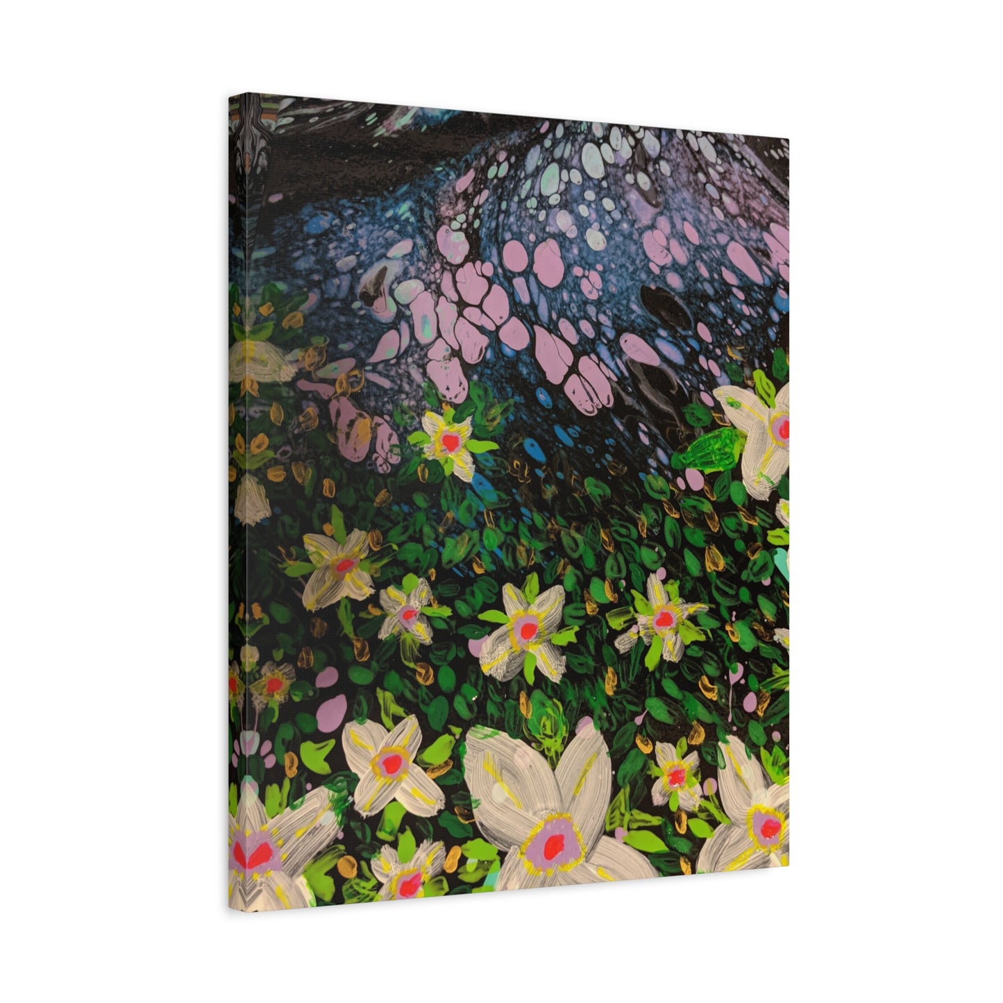 Floetrol&Flowers - Night Pour Garden Matte Canvas Print — Stretched Wall Art