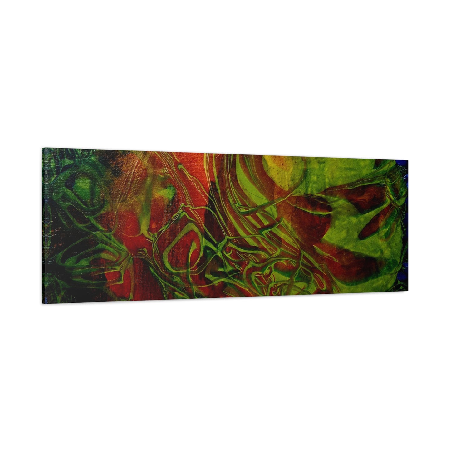 Abstract Green & Red Fluid Art Canvas Print
