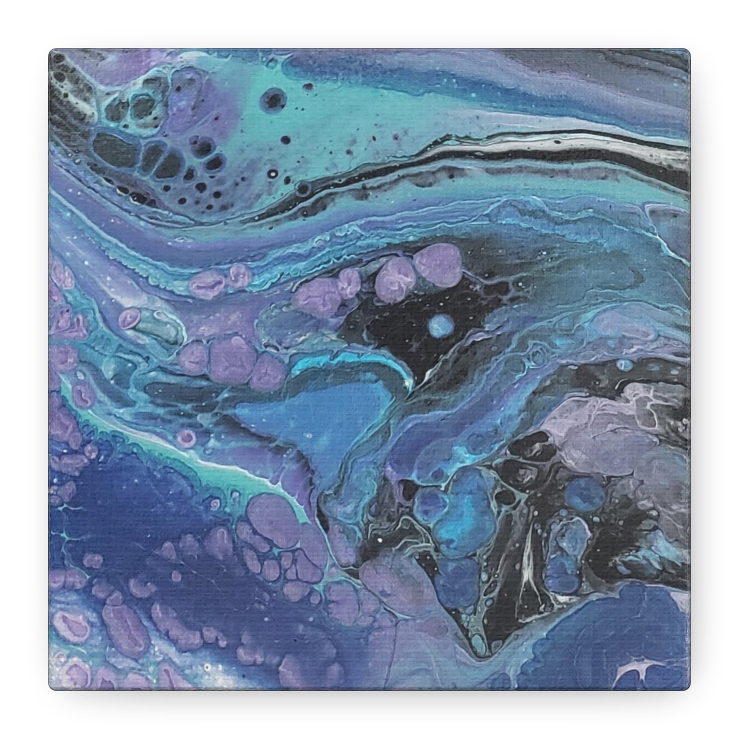 Abstract Ocean Wave Matte Canvas Print — Blue & Purple Fluid Art, Stretched 1.25"