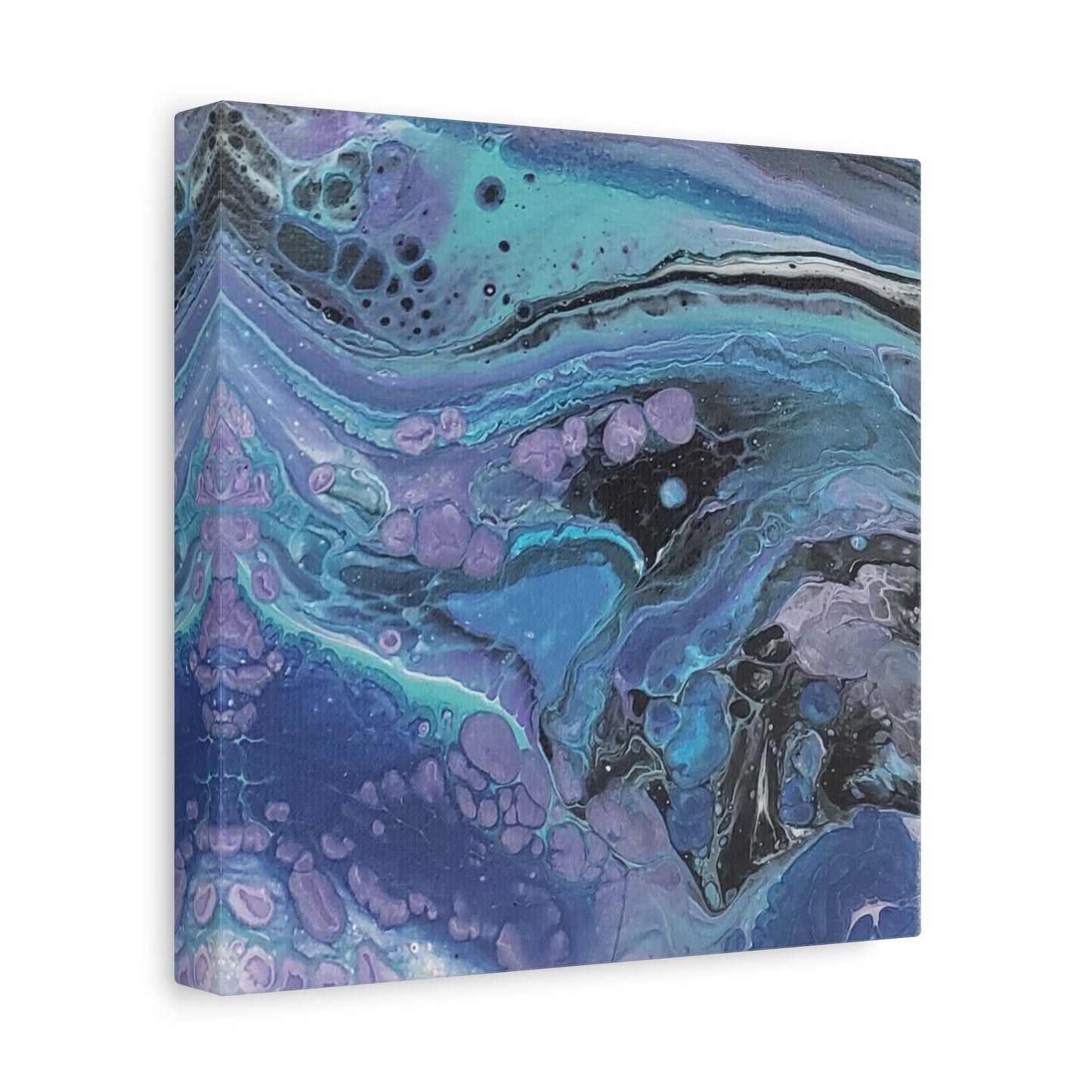 Abstract Ocean Wave Matte Canvas Print — Blue & Purple Fluid Art, Stretched 1.25"