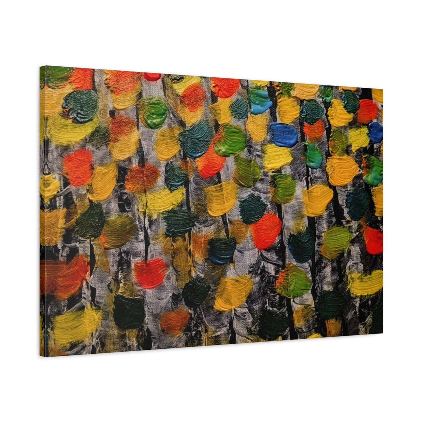 birch trees with color strokes - Abstract Color Bloom Matte Canvas Wall Art — Stretched 1.25"