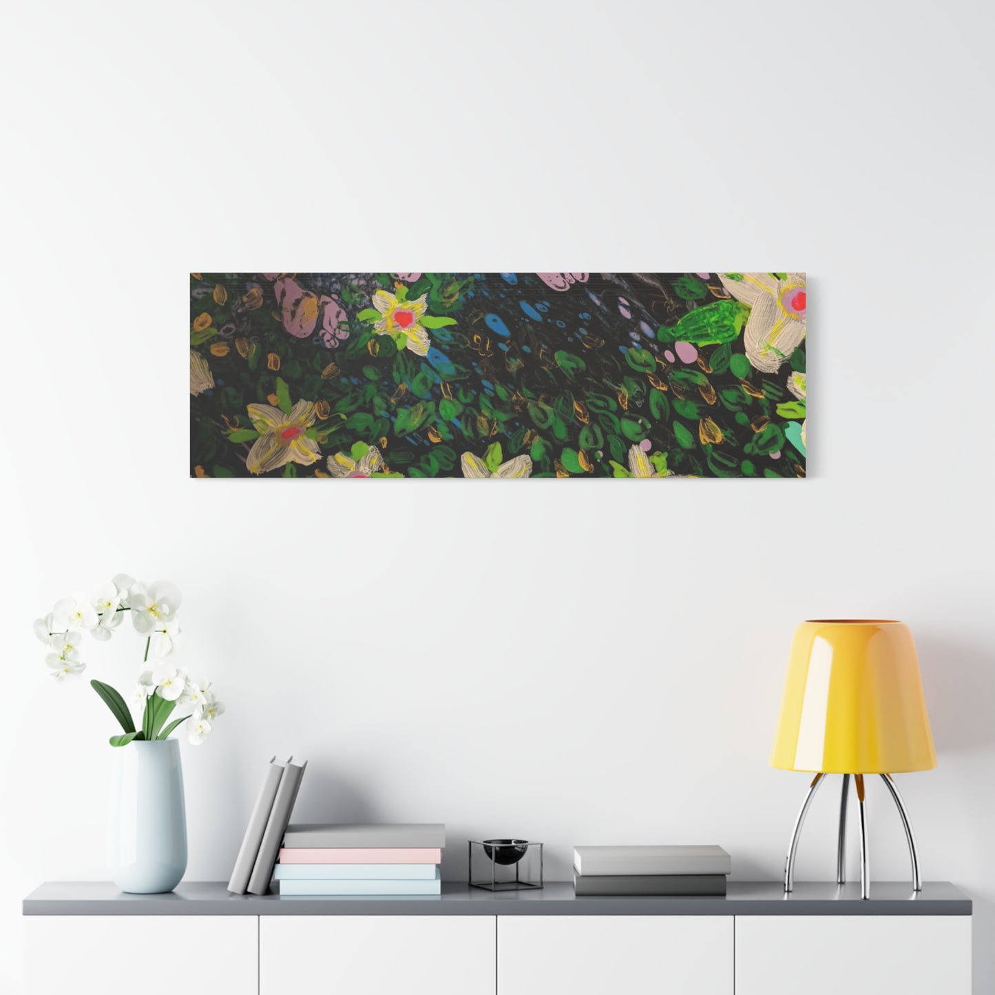 Floetrol&Flowers - Night Pour Garden Matte Canvas Print — Stretched Wall Art