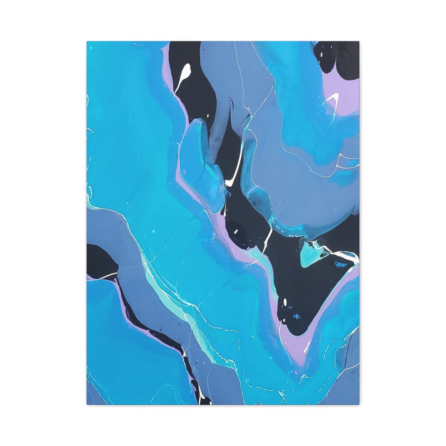Abstract Blue Fluid Art Canvas Print — Matte Stretched Wall Art 1.25"