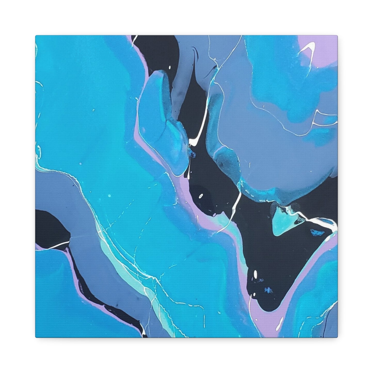 Abstract Blue Fluid Art Canvas Print — Matte Stretched Wall Art 1.25"