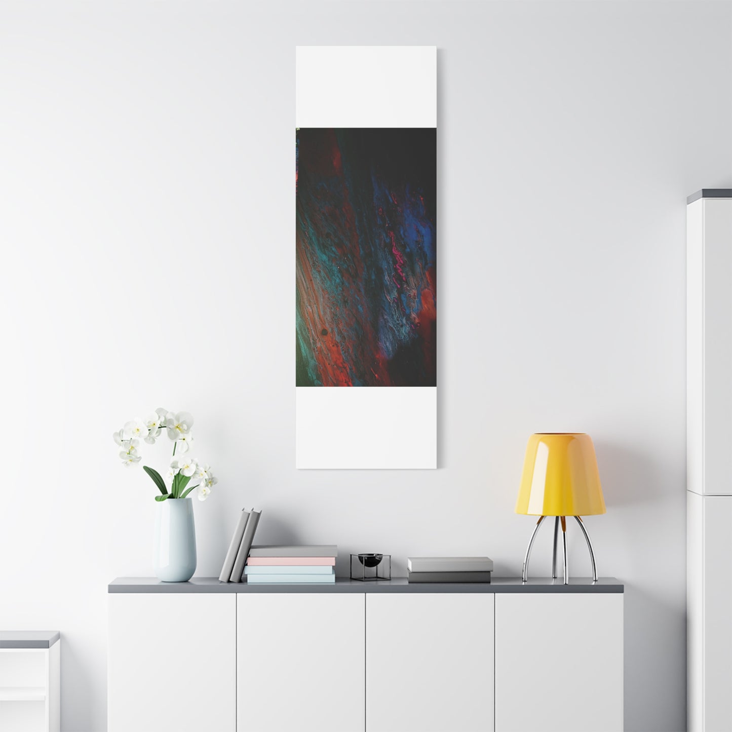 Abstract Fluid Art Canvas Wall Art - Jupiter pour — Vibrant Ocean Night Matte Stretched Canvas