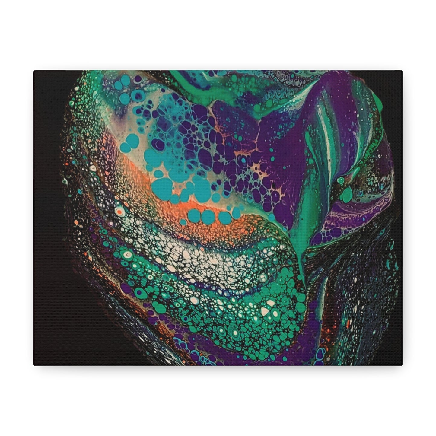 Abstract Fluid Art Canvas Print — Teal, Purple & Gold Swirl Matte Stretched Wall Art