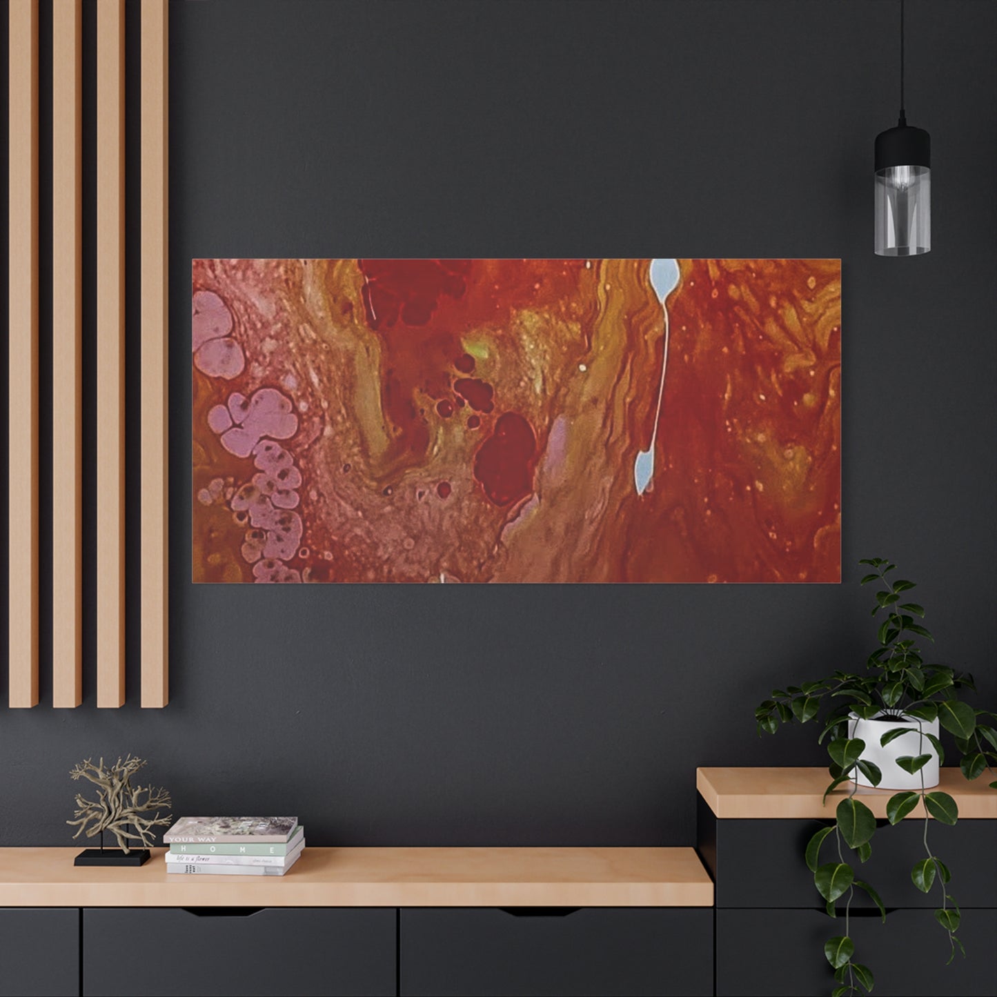 Abstract Red Fluid Art Canvas Print — Matte Stretched Wall Art