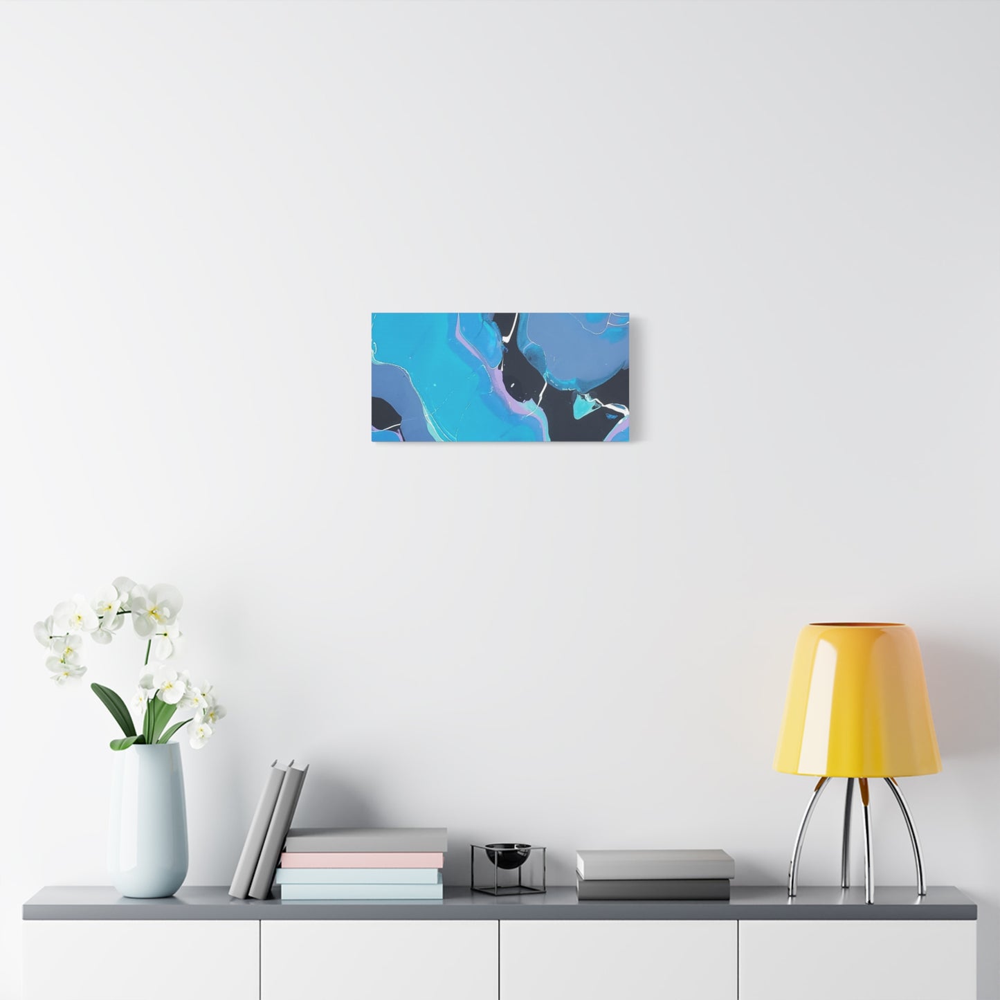 Abstract Blue Fluid Art Canvas Print — Matte Stretched Wall Art 1.25"