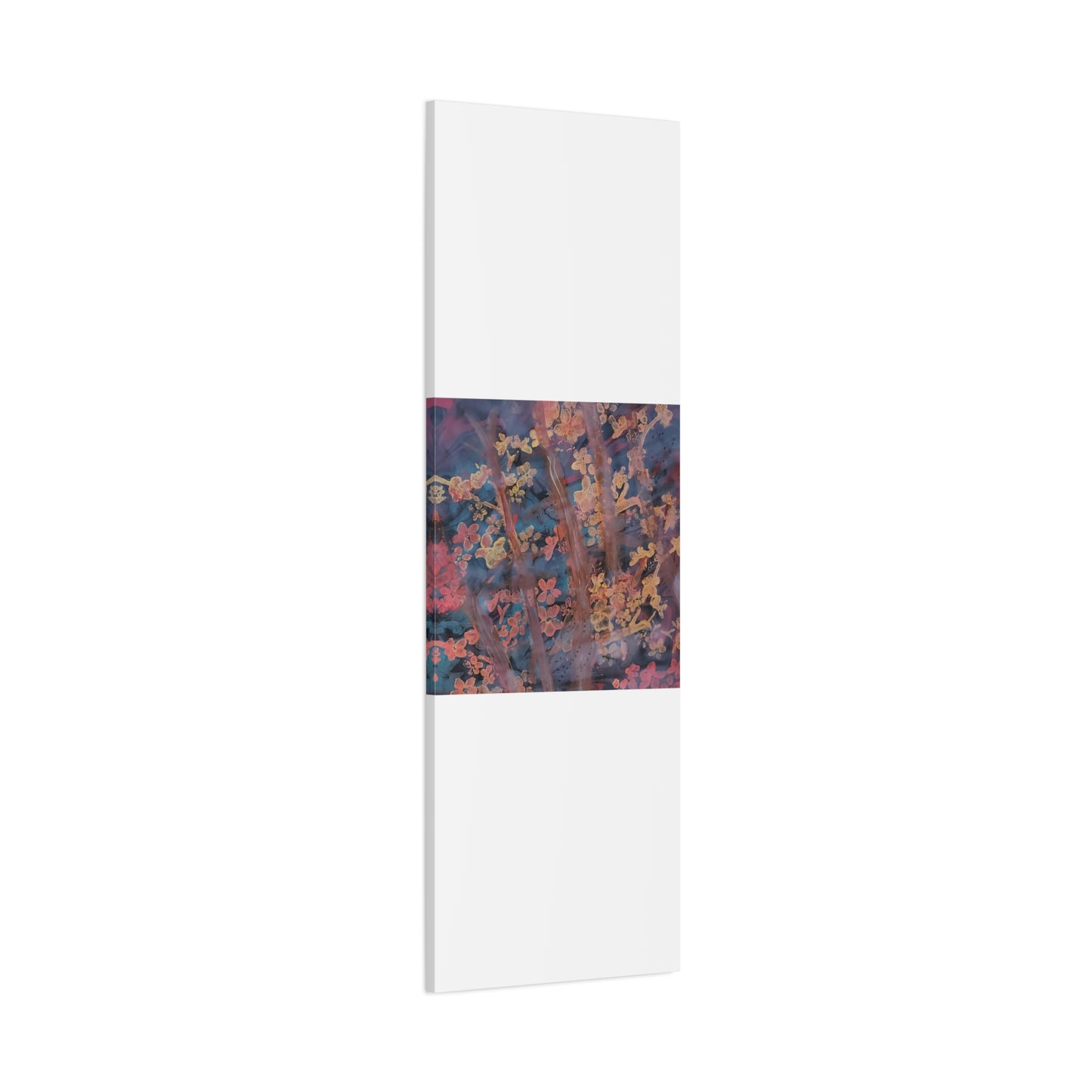 Abstract Floral Canvas Print — Moody Pink & Blue Stretched Wall Art