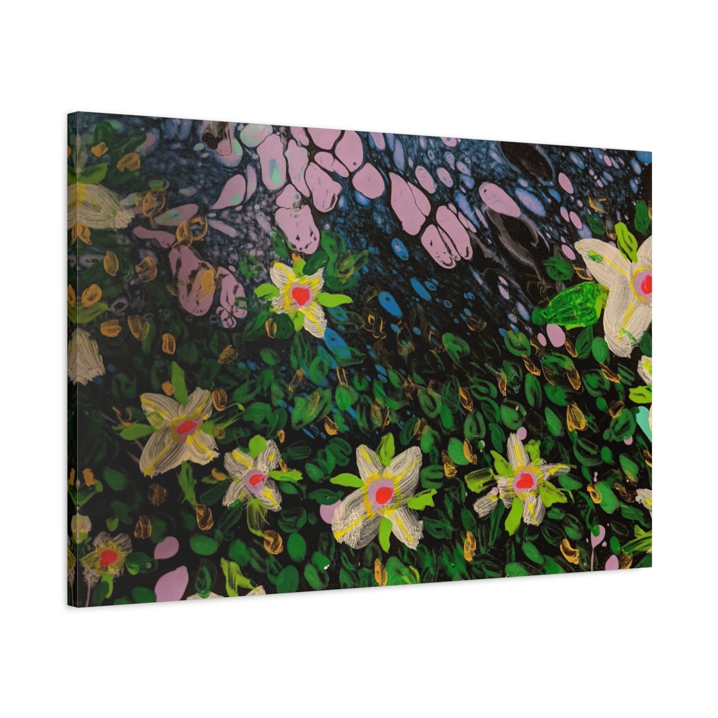 Floetrol&Flowers - Night Pour Garden Matte Canvas Print — Stretched Wall Art